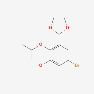 molecular formula C13H17BrO4 B14761620 2-(5-Bromo-2-isopropoxy-3-methoxyphenyl)-1,3-dioxolane 