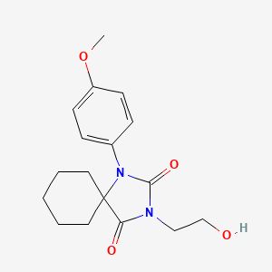 molecular formula C17H22N2O4 B14761643 1,3-DIAZASPIRO(4.5)DECANE-2,4-DIONE, 3-(2-HYDROXYETHYL)-1-(p-METHOXYPHENYL)- CAS No. 741-39-9