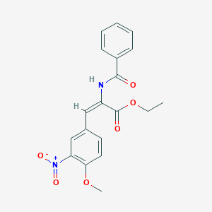 molecular formula C19H18N2O6 B14761827 ethyl (E)-2-benzamido-3-(4-methoxy-3-nitrophenyl)prop-2-enoate CAS No. 1054-48-4