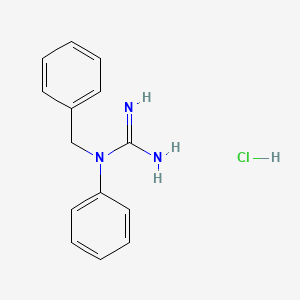 molecular formula C14H16ClN3 B14762029 Guanidine, 1-benzyl-1-phenyl-, hydrochloride CAS No. 322-84-9