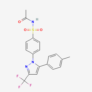 molecular formula C19H16F3N3O3S B14762434 N-[[4-[5-(4-Methylphenyl)-3-(trifluoromethyl)-1H-pyrazol-1-yl]phenyl]sulfonyl]acetamide 
