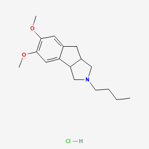 molecular formula C17H26ClNO2 B14763038 Indeno(1,2-c)pyrrole, 1,2,3,3a,8,8a-hexahydro-2-butyl-5,6-dimethoxy-, hydrochloride CAS No. 61-29-0