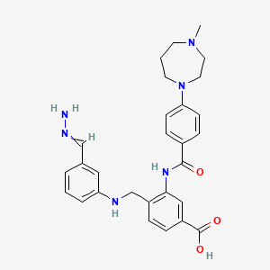 molecular formula C28H32N6O3 B14763123 Benzoic acid, 4-[[[3-(aminoiminomethyl)phenyl]amino]methyl]-3-[[4-(hexahydro-4-methyl-1H-1,4-diazepin-1-yl)benzoyl]amino]- 