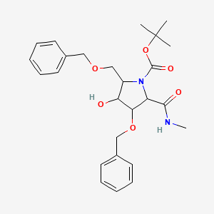 molecular formula C26H34N2O6 B14763211 tert-butyl 4-hydroxy-2-(methylcarbamoyl)-3-phenylmethoxy-5-(phenylmethoxymethyl)pyrrolidine-1-carboxylate 