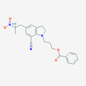 molecular formula C22H23N3O4 B147649 3-(7-Cyano-5-(2-nitropropyl)indolin-1-yl)propyl benzoate CAS No. 350797-56-7