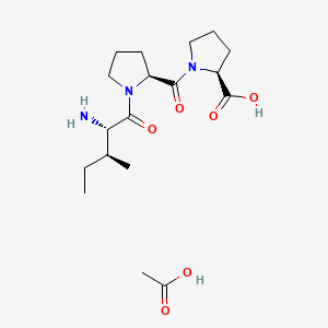 molecular formula C18H31N3O6 B14765029 acetic acid;(2S)-1-[(2S)-1-[(2S,3S)-2-amino-3-methylpentanoyl]pyrrolidine-2-carbonyl]pyrrolidine-2-carboxylic acid 