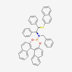 molecular formula C51H38NO2PS B14765039 N-benzyl-N-[(1S,2R)-2-naphthalen-2-ylsulfanyl-1,2-diphenylethyl]-12,14-dioxa-13-phosphapentacyclo[13.8.0.02,11.03,8.018,23]tricosa-1(15),2(11),3,5,7,9,16,18,20,22-decaen-13-amine 