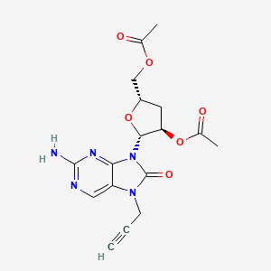 molecular formula C17H19N5O6 B14765277 [(2S,4R,5R)-4-acetyloxy-5-(2-amino-8-oxo-7-prop-2-ynylpurin-9-yl)oxolan-2-yl]methyl acetate 