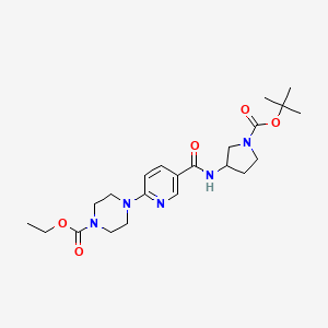 molecular formula C22H33N5O5 B14765391 Ethyl 4-[5-[[(3R)-1-tert-Butoxycarbonylpyrrolidin-3-yl]carbamoyl]-2-pyridyl]piperazine-1-carboxylate 