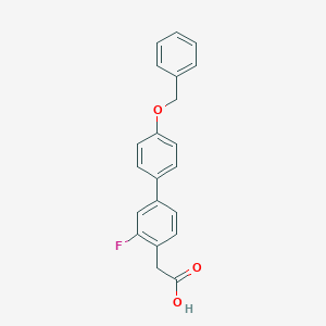 molecular formula C21H17FO3 B14765518 2-(4'-(Benzyloxy)-3-fluoro-[1,1'-biphenyl]-4-yl)acetic acid 