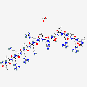 molecular formula C99H185N37O21 B14765644 (2S)-2-[[(2S)-2-[[(2S)-2-[[(2S)-2-[[(2S)-2-[[(2S)-2-[[(2S)-2-[[(2S)-2-[[(2S)-2-[[(2S)-2-[[(2S)-2-[[(2S)-2-[[(2S)-2-[[(2S)-2-acetamido-4-methylpentanoyl]amino]-5-carbamimidamidopentanoyl]amino]-3-methylbutanoyl]amino]-5-carbamimidamidopentanoyl]amino]-4-methylpentanoyl]amino]propanoyl]amino]-3-hydroxypropanoyl]amino]-3-(1H-imidazol-4-yl)propanoyl]amino]-4-methylpentanoyl]amino]-5-carbamimidamidopentanoyl]amino]-6-aminohexanoyl]amino]-4-methylpentanoyl]amino]-5-carbamimidamidopentanoyl]amino]-6-amino-N-[(2S)-1-[[(2S)-1-[[(2S)-1-amino-4-methyl-1-oxopentan-2-yl]amino]-4-methyl-1-oxopentan-2-yl]amino]-5-carbamimidamido-1-oxopentan-2-yl]hexanamide;acetic acid 