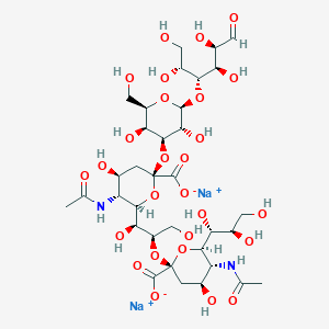 molecular formula C34H54N2Na2O27 B14765661 disodium;(2S,4S,5R,6R)-5-acetamido-6-[(1S,2R)-2-[(2S,4S,5R,6R)-5-acetamido-2-carboxylato-4-hydroxy-6-[(1R,2R)-1,2,3-trihydroxypropyl]oxan-2-yl]oxy-1,3-dihydroxypropyl]-2-[(2R,3S,4S,5R,6S)-3,5-dihydroxy-2-(hydroxymethyl)-6-[(2R,3R,4R,5R)-1,2,4,5-tetrahydroxy-6-oxohexan-3-yl]oxyoxan-4-yl]oxy-4-hydroxyoxane-2-carboxylate 