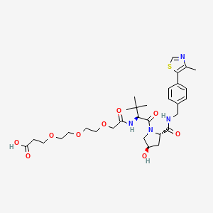 molecular formula C31H44N4O9S B14765728 (S)-3-((2S,4R)-4-hydroxy-2-((4-(4-methylthiazol-5-yl)benzyl)carbamoyl)pyrrolidine-1-carbonyl)-2,2-dimethyl-5-oxo-7,10,13-trioxa-4-azahexadecan-16-oic acid 