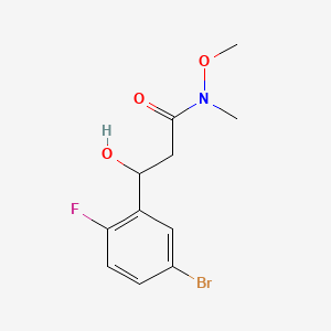 molecular formula C11H13BrFNO3 B14765985 3-(5-Bromo-2-fluorophenyl)-3-hydroxy-N-methoxy-N-methylpropanamide 