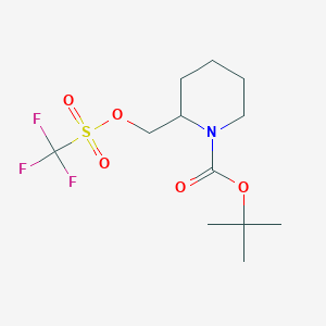 molecular formula C12H20F3NO5S B14765988 tert-Butyl 2-((((trifluoromethyl)sulfonyl)oxy)methyl)piperidine-1-carboxylate 