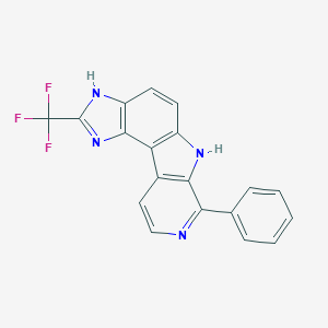 molecular formula C19H11F3N4 B147660 7-Phenyl-2-(trifluoromethyl)-3,6-dihydroimidazo[4,5-e]pyrido[3,4-b]indole CAS No. 131203-87-7