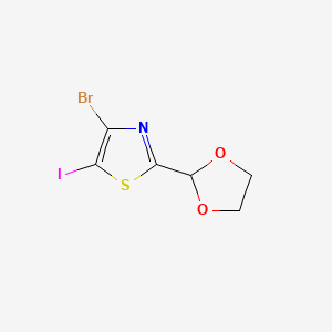 molecular formula C6H5BrINO2S B14766056 4-Bromo-2-(1,3-dioxolan-2-yl)-5-iodothiazole 