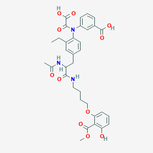 molecular formula C34H37N3O11 B14766510 Benzoic acid, 2-[4-[[(2S)-2-(acetylamino)-3-[4-[(carboxycarbonyl)(2-carboxyphenyl)amino]-3-ethylphenyl]-1-oxopropyl]amino]butoxy]-6-hydroxy-, 1-methyl ester 