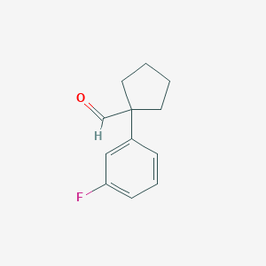 molecular formula C12H13FO B14766546 1-(3-Fluorophenyl)cyclopentanecarbaldehyde 