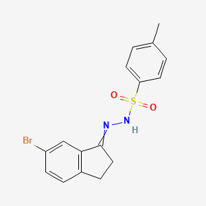 molecular formula C16H15BrN2O2S B14766942 N-[(6-bromo-2,3-dihydroinden-1-ylidene)amino]-4-methylbenzenesulfonamide 
