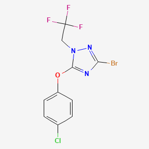 molecular formula C10H6BrClF3N3O B14767193 3-Bromo-5-(4-chlorophenoxy)-1-(2,2,2-trifluoroethyl)-1H-1,2,4-triazole 