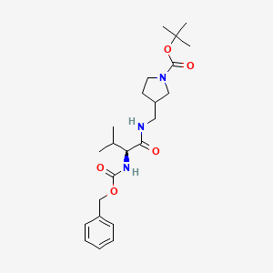 molecular formula C23H35N3O5 B14767231 tert-butyl 3-(((S)-2-(((benzyloxy)carbonyl)amino)-3-methylbutanamido)methyl)pyrrolidine-1-carboxylate 