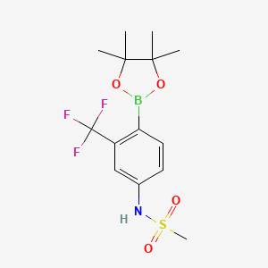 molecular formula C14H19BF3NO4S B14768028 N-(4-(4,4,5,5-Tetramethyl-1,3,2-dioxaborolan-2-yl)-3-(trifluoromethyl)phenyl)methanesulfonamide CAS No. 1357095-05-6