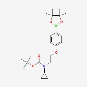 molecular formula C22H34BNO5 B14769023 tert-Butyl cyclopropyl(2-(4-(4,4,5,5-tetramethyl-1,3,2-dioxaborolan-2-yl)phenoxy)ethyl)carbamate 