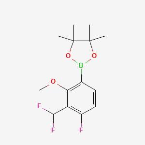 molecular formula C14H18BF3O3 B14769035 2-[3-(Difluoromethyl)-4-fluoro-2-methoxyphenyl]-4,4,5,5-tetramethyl-1,3,2-dioxaborolane 