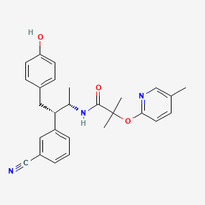 molecular formula C27H29N3O3 B14769235 N-[(2S,3S)-3-(3-cyanophenyl)-4-(4-hydroxyphenyl)butan-2-yl]-2-methyl-2-(5-methylpyridin-2-yl)oxypropanamide 