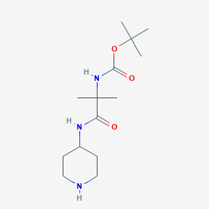 molecular formula C14H27N3O3 B14769598 tert-Butyl (2-methyl-1-oxo-1-(piperidin-4-ylamino)propan-2-yl)carbamate 