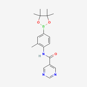 molecular formula C18H22BN3O3 B14769623 N-[2-methyl-4-(4,4,5,5-tetramethyl-1,3,2-dioxaborolan-2-yl)phenyl]pyrimidine-5-carboxamide 