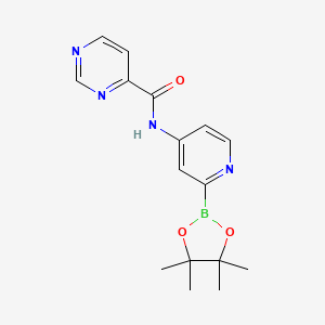molecular formula C16H19BN4O3 B14769670 N-[2-(4,4,5,5-tetramethyl-1,3,2-dioxaborolan-2-yl)pyridin-4-yl]pyrimidine-4-carboxamide 