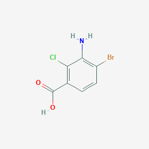 molecular formula C7H5BrClNO2 B14769841 3-Amino-4-bromo-2-chlorobenzoic acid 