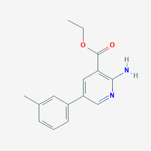 molecular formula C15H16N2O2 B14769863 Ethyl 2-amino-5-(m-tolyl)nicotinate 