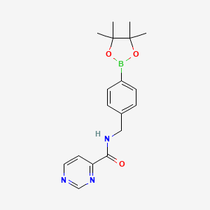 molecular formula C18H22BN3O3 B14770107 N-[[4-(4,4,5,5-tetramethyl-1,3,2-dioxaborolan-2-yl)phenyl]methyl]pyrimidine-4-carboxamide 