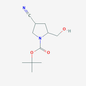 molecular formula C11H18N2O3 B14770542 Tert-butyl 4-cyano-2-(hydroxymethyl)pyrrolidine-1-carboxylate 