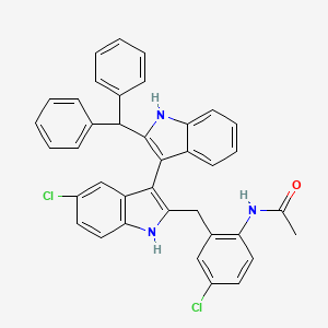 molecular formula C38H29Cl2N3O B14770814 N-(2-((2'-Benzhydryl-5-chloro-1H,1'H-[3,3'-biindol]-2-yl)methyl)-4-chlorophenyl)acetamide 