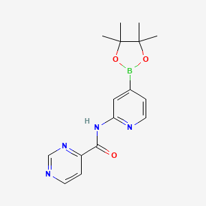molecular formula C16H19BN4O3 B14771907 N-[4-(4,4,5,5-tetramethyl-1,3,2-dioxaborolan-2-yl)pyridin-2-yl]pyrimidine-4-carboxamide 