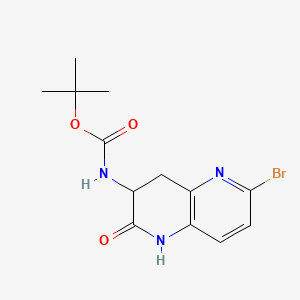 molecular formula C13H16BrN3O3 B14772299 tert-butyl N-(6-bromo-2-oxo-3,4-dihydro-1H-1,5-naphthyridin-3-yl)carbamate 