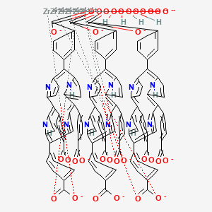 molecular formula C144H82N12O32Zr6 B14772554 oxygen(2-);4-[10,15,20-tris(4-carboxylatophenyl)-21,23-dihydroporphyrin-5-yl]benzoate;zirconium(4+);tetrahydroxide 