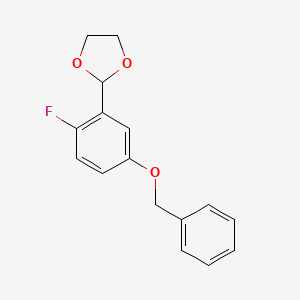 molecular formula C16H15FO3 B14772996 2-(5-(Benzyloxy)-2-fluorophenyl)-1,3-dioxolane 