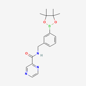 molecular formula C18H22BN3O3 B14773200 N-[[3-(4,4,5,5-tetramethyl-1,3,2-dioxaborolan-2-yl)phenyl]methyl]pyrazine-2-carboxamide 