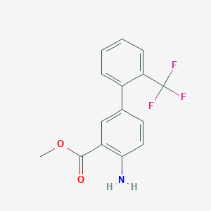 molecular formula C15H12F3NO2 B14773364 Methyl 4-amino-2'-(trifluoromethyl)-[1,1'-biphenyl]-3-carboxylate 
