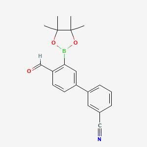 molecular formula C20H20BNO3 B14774850 4'-Formyl-3'-(4,4,5,5-tetramethyl-1,3,2-dioxaborolan-2-yl)biphenyl-3-carbonitrile 