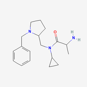 molecular formula C18H27N3O B14774882 2-Amino-N-(((S)-1-benzylpyrrolidin-2-yl)methyl)-N-cyclopropylpropanamide 