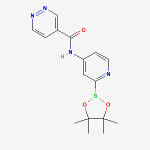 molecular formula C16H19BN4O3 B14775105 N-[2-(4,4,5,5-tetramethyl-1,3,2-dioxaborolan-2-yl)pyridin-4-yl]pyridazine-4-carboxamide 