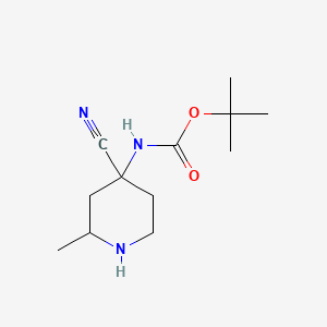 molecular formula C12H21N3O2 B14776175 tert-Butyl (4-cyano-2-methylpiperidin-4-yl)carbamate 