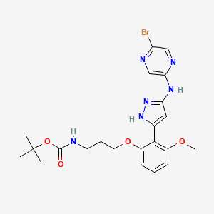 molecular formula C22H27BrN6O4 B14776350 tert-Butyl 3-(2-(3-(5-bromopyrazin-2-ylamino)-1H-pyrazol-5-yl)-3-methoxyphenoxy)propylcarbamate 