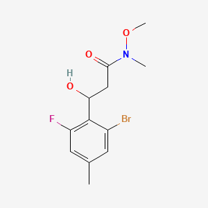molecular formula C12H15BrFNO3 B14776352 3-(2-Bromo-6-fluoro-4-methylphenyl)-3-hydroxy-N-methoxy-N-methylpropanamide 